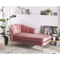 Beliani ALLIER - Chaise longue - Roze - Linkerzijde - Fluweel