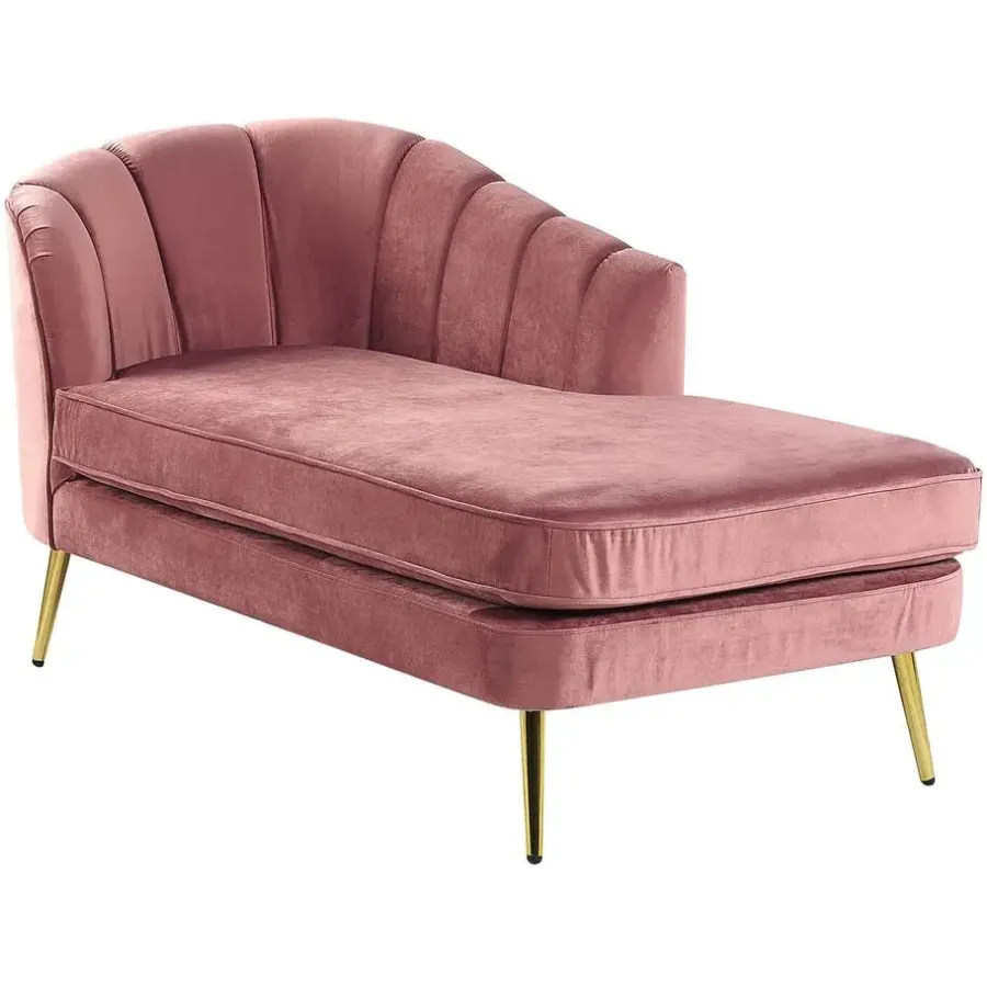 Beliani ALLIER - Chaise longue - Roze - Linkerzijde - Fluweel