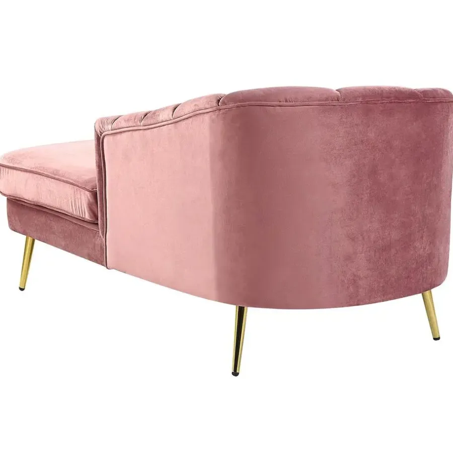 Beliani ALLIER - Chaise longue - Roze - Linkerzijde - Fluweel
