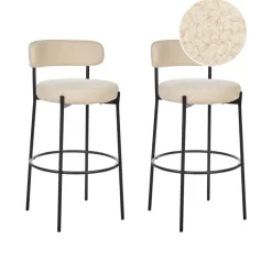 Beliani ALLISON - Barkruk set van 2 - Lichtbeige - Bouclé