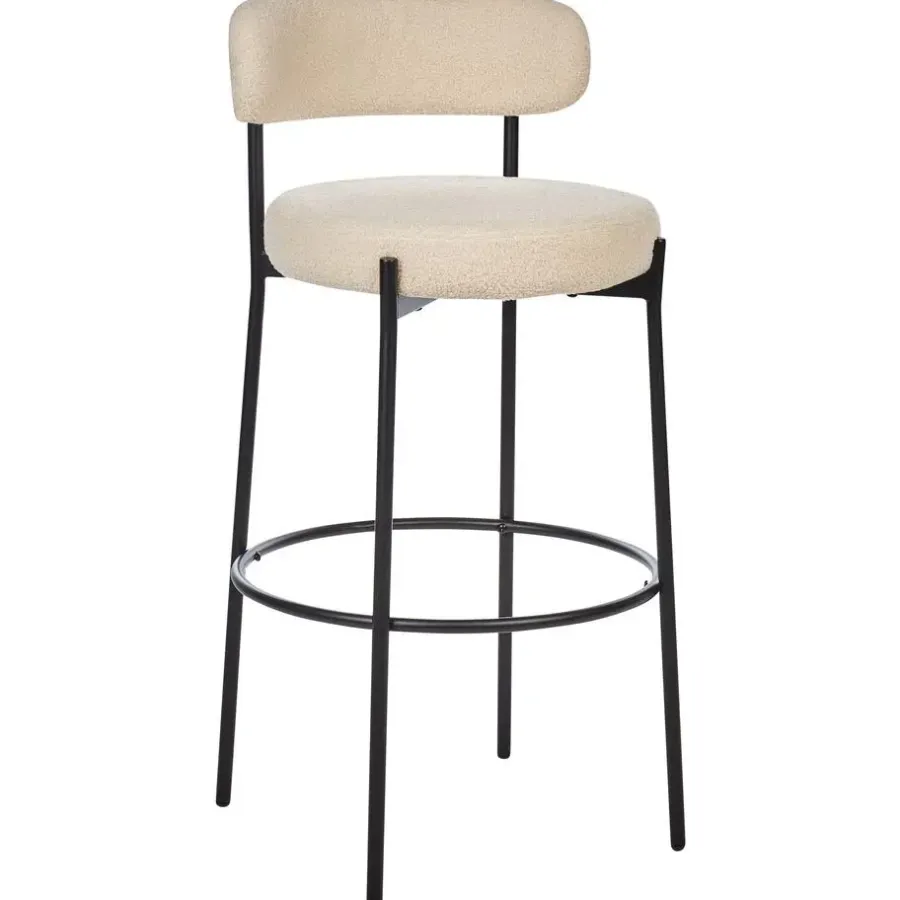 Beliani ALLISON - Barkruk set van 2 - Lichtbeige - Bouclé