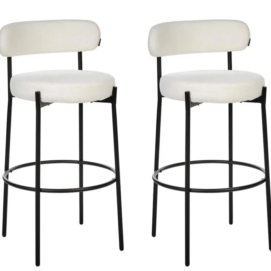 Beliani ALLISON - Barkruk set van 2 - Wit - Bouclé
