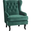 Fauteuils-Beliani ALTA - Chesterfield fauteuil - Groen - Fluweel