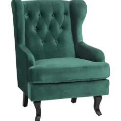 Fauteuils-Beliani ALTA - Chesterfield fauteuil - Groen - Fluweel
