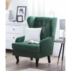 Fauteuils-Beliani ALTA - Chesterfield fauteuil - Groen - Fluweel