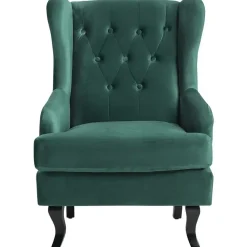 Fauteuils-Beliani ALTA - Chesterfield fauteuil - Groen - Fluweel
