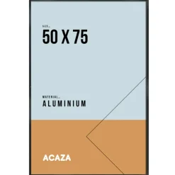 Fotolijsten-ACAZA Aluminium Fotokader, Fotolijst met Formaat 50 cm x 75 cm, Plexiglas, Zwarte Rand