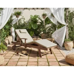 Leen Bakker AMANTEA PREMIUM II - Tuinligstoel - Taupe - Acaciahout