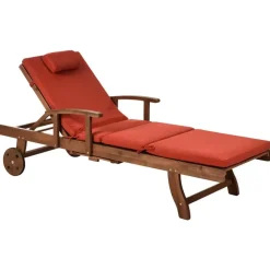Leen Bakker AMANTEA PREMIUM II - Tuinligstoel - Rood - Acaciahout
