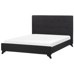 Beliani AMBASSADOR - Tweepersoonsbed - Zwart - 140 x 200 cm - Chenille