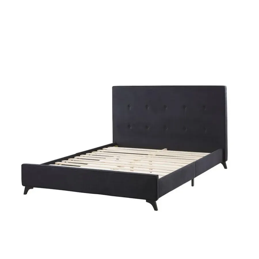 Beliani AMBASSADOR - Tweepersoonsbed - Zwart - 140 x 200 cm - Chenille