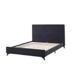 Beliani AMBASSADOR - Tweepersoonsbed - Zwart - 140 x 200 cm - Chenille