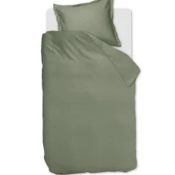 1-Persoons Dekbedovertrekken-Ambiante Satin Uni dekbedovertrek - 140x200/220 - Groen