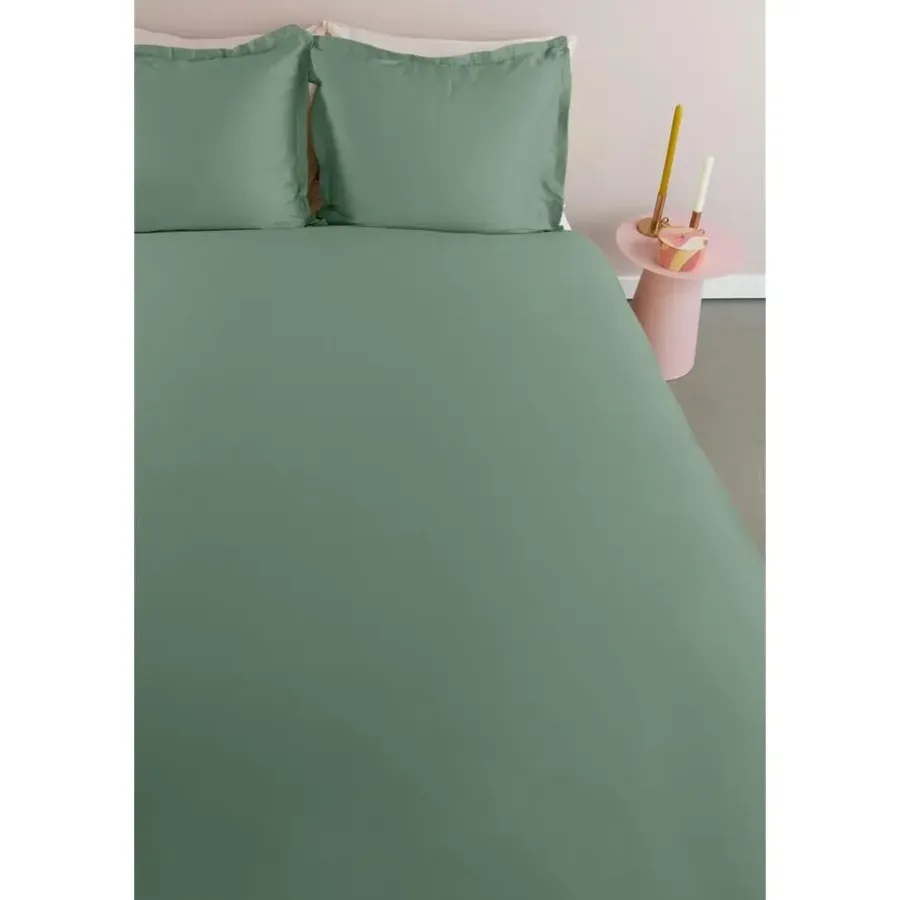 1-Persoons Dekbedovertrekken-Ambiante Satin Uni dekbedovertrek - 140x200/220 - Groen