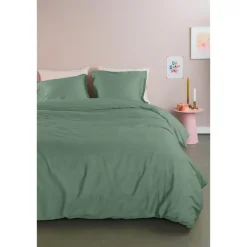 1-Persoons Dekbedovertrekken-Ambiante Satin Uni dekbedovertrek - 140x200/220 - Groen