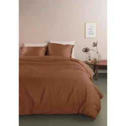 Ambiante Satin Uni dekbedovertrek - 140x200/220 - Bruin