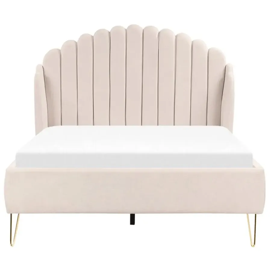 Twijfelaars-Beliani AMBILLOU - Bed - Lichtbeige - 140 x 200 cm - Polyester