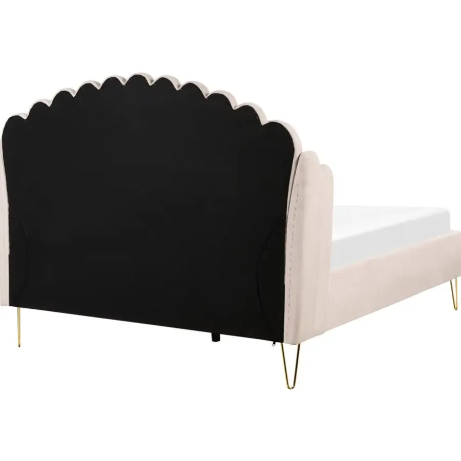 Twijfelaars-Beliani AMBILLOU - Bed - Lichtbeige - 140 x 200 cm - Polyester