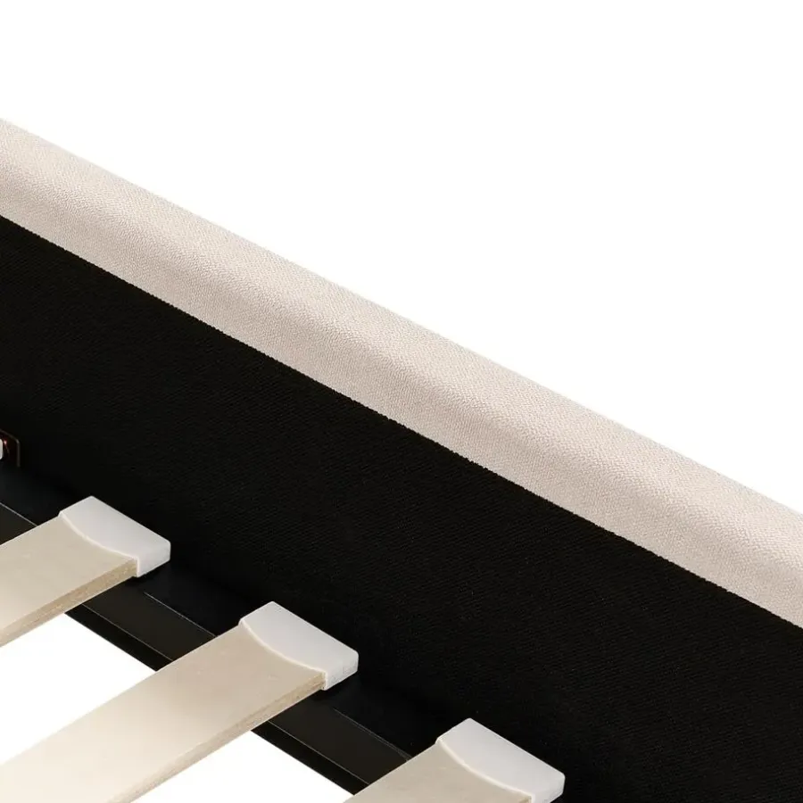 Twijfelaars-Beliani AMBILLOU - Bed - Lichtbeige - 140 x 200 cm - Polyester