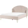 2-Persoons Bedden-Beliani AMBILLOU - Bed - Lichtbeige - 160 x 200 cm - Polyester