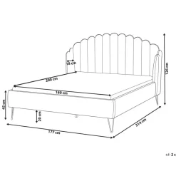 2-Persoons Bedden-Beliani AMBILLOU - Bed - Lichtbeige - 160 x 200 cm - Polyester