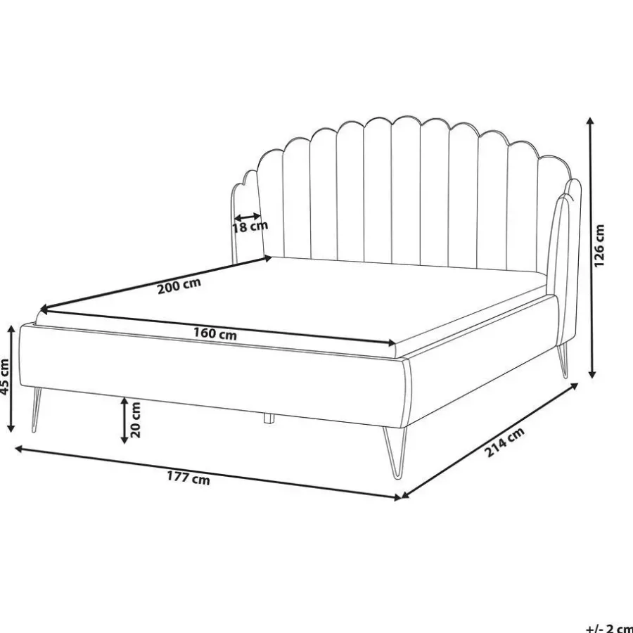 2-Persoons Bedden-Beliani AMBILLOU - Bed - Lichtbeige - 160 x 200 cm - Polyester