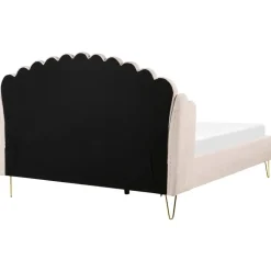 2-Persoons Bedden-Beliani AMBILLOU - Bed - Lichtbeige - 160 x 200 cm - Polyester