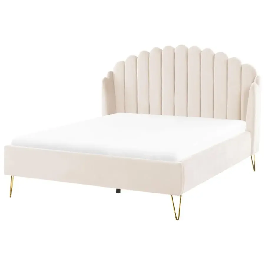 Beliani AMBILLOU - Tweepersoonsbed - Goud - 140 x 200 cm - Fluweel