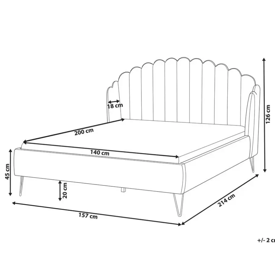 Beliani AMBILLOU - Tweepersoonsbed - Roze - 140 x 200 cm - Fluweel