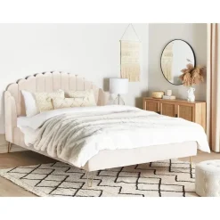 2-Persoons Bedden-Beliani AMBILLOU - Tweepersoonsbed - Goud - 180 x 200 cm - Fluweel