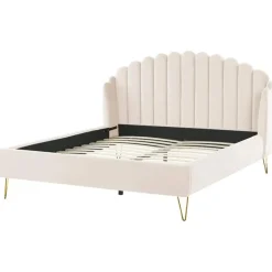 2-Persoons Bedden-Beliani AMBILLOU - Tweepersoonsbed - Goud - 180 x 200 cm - Fluweel