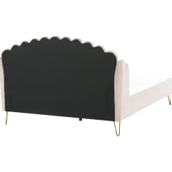2-Persoons Bedden-Beliani AMBILLOU - Tweepersoonsbed - Goud - 180 x 200 cm - Fluweel