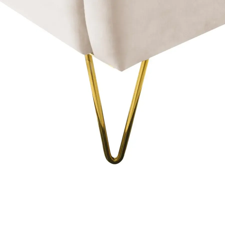 2-Persoons Bedden-Beliani AMBILLOU - Tweepersoonsbed - Goud - 180 x 200 cm - Fluweel