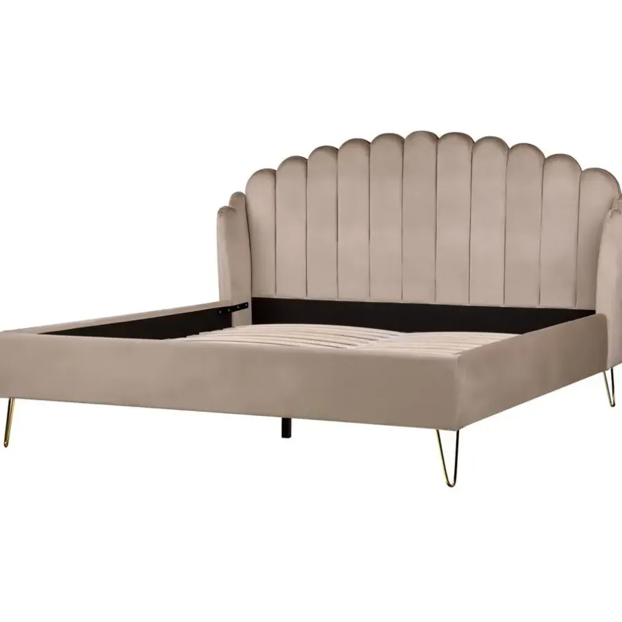 Beliani AMBILLOU - Tweepersoonsbed - Taupe - 180 x 200 cm - Fluweel