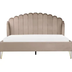 Beliani AMBILLOU - Tweepersoonsbed - Taupe - 180 x 200 cm - Fluweel