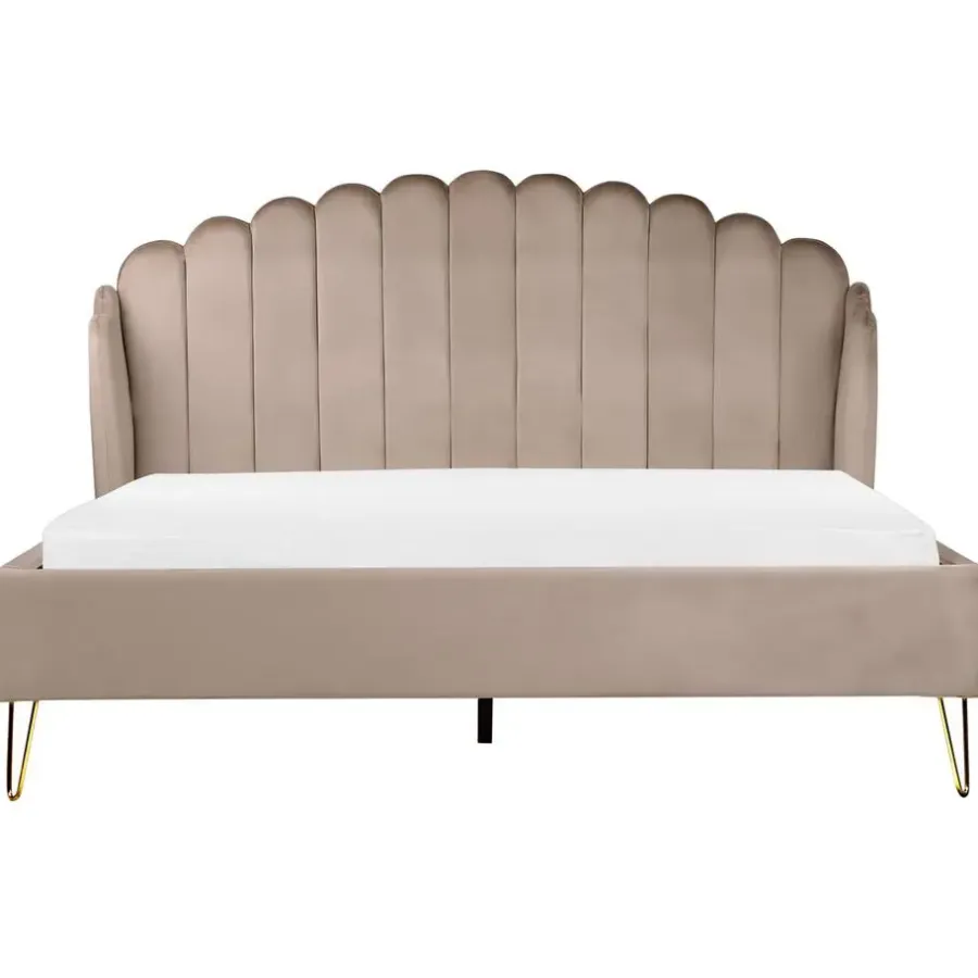 Beliani AMBILLOU - Tweepersoonsbed - Taupe - 180 x 200 cm - Fluweel