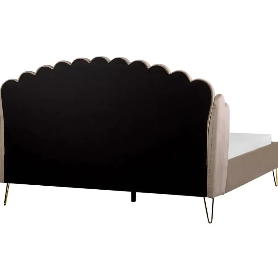 Beliani AMBILLOU - Tweepersoonsbed - Taupe - 180 x 200 cm - Fluweel