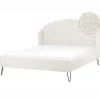 2-Persoons Bedden-Beliani AMBILLOU - Tweepersoonsbed - Gebroken wit - 160 x 200 cm - Bouclé