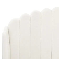 2-Persoons Bedden-Beliani AMBILLOU - Tweepersoonsbed - Gebroken wit - 160 x 200 cm - Bouclé