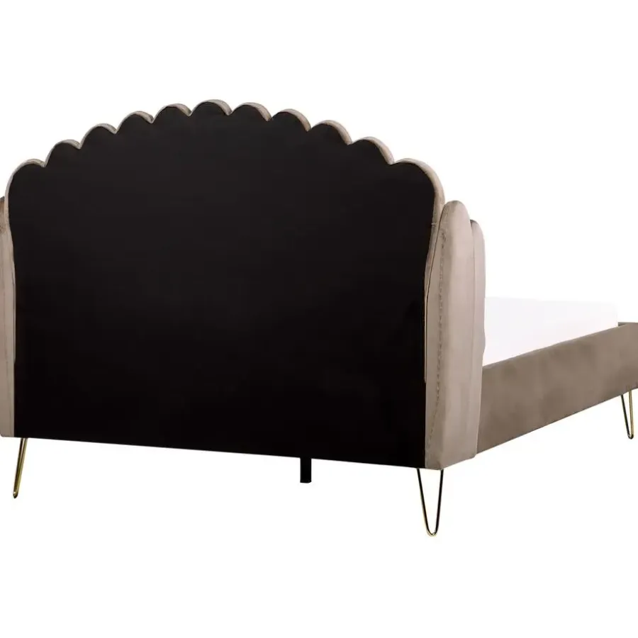 Twijfelaars-Beliani AMBILLOU - Tweepersoonsbed - Taupe - 140 x 200 cm - Fluweel