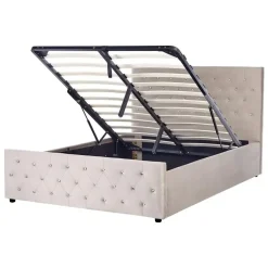 Beliani AMIENS - Bed met opbergruimte - Taupe - 140 x 200 cm - Fluweel