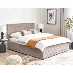 Beliani AMIENS - Bed met opbergruimte - Taupe - 140 x 200 cm - Fluweel