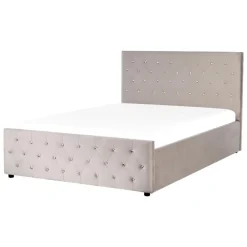 Beliani AMIENS - Bed met opbergruimte - Taupe - 140 x 200 cm - Fluweel