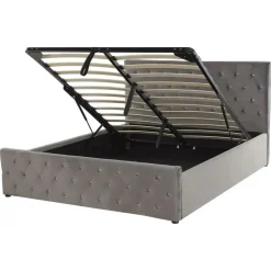 Beliani AMIENS - Bed met opbergruimte - Grijs - 160 x 200 cm - Fluweel