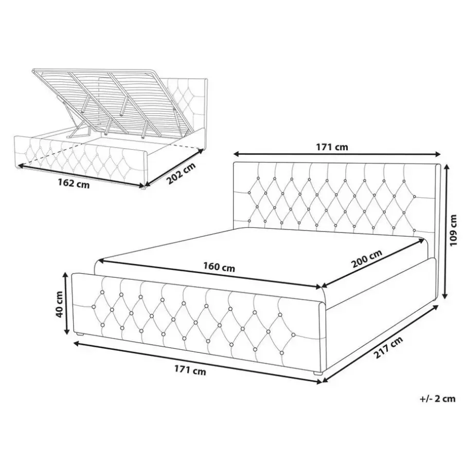 Beliani AMIENS - Bed met opbergruimte - Grijs - 160 x 200 cm - Fluweel