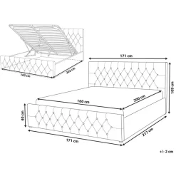 Beliani AMIENS - Bed met opbergruimte - Grijs - 160 x 200 cm - Fluweel