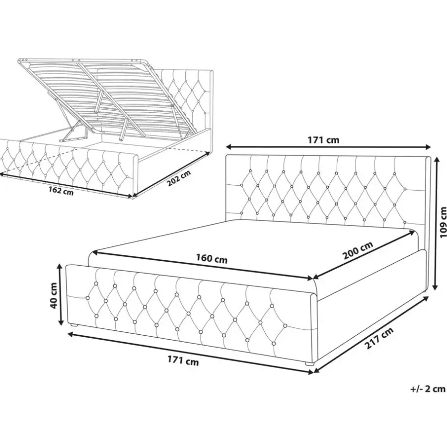 Beliani AMIENS - Bed met opbergruimte - Grijs - 160 x 200 cm - Fluweel