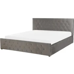 Beliani AMIENS - Bed met opbergruimte - Grijs - 160 x 200 cm - Fluweel
