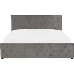Beliani AMIENS - Bed met opbergruimte - Grijs - 160 x 200 cm - Fluweel