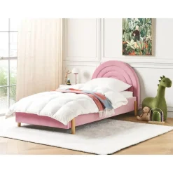 Beliani ANET - Bed - Roze - 90 x 200 cm - Fluweel